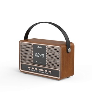 Copper Portable Bluetooth Speaker <b>Retro</b> Wooden FM <b>Clock</b> Alarm Desktop Outdoor Speaker Rechargeable Battery - Product Image 1
