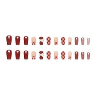 Faux ongles à presser à couverture complète, forme amande, avec pointe française courte effilée et motif papillon, avec colle pour doigts (ABS), longs