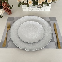 Assiette en plastique blanche de 13 pouces pour banquet de fête Assiettes de mariage à bord doré pour le dîner