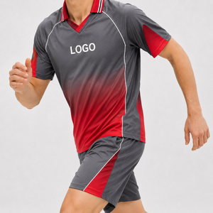 T-shirt sportif à manches courtes pour homme, dégradé noir et blanc, col en V, coupe classique, séchage rapide, polyester tricoté avec logo imprimé sur le devant - Product Image 5
