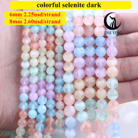 Zhe Ying 6mm 8mm 10mm Runde Naturstein Natur selenit Perlen Kristall Lose Edelstein Stein Runde Selenit Perlen