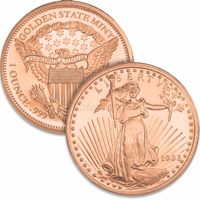 Pièce de monnaie personnalisée de luxe en cuivre fin .999 de 1, 2, 5, 10 onces avec logo estampé et impression UV