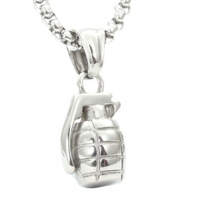 Collar con Colgante de Granada de Mano, Acero Inoxidable, Plateado, Moderno, Unisex, Joyería para Regalo - Product Image 5