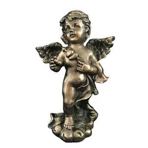 祈祷天使与翅膀花园雕像小女孩天使树脂雕塑青铜雕像礼品家居户外室内装饰