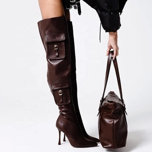 Big Size 44 Stage Women's Over Knee High Thin Heels Pockets <b>Boots</b> Pointed Toe Shoes Stiletto Wide Fit Long Booties - Product Image 5