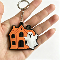 Customized Removable Funny Cartoon Various Halloween Keychains Llaveros PVC Plastic 2D Spooky Pumpkin Keychains