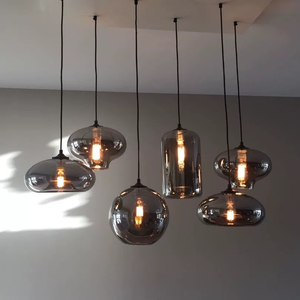 Isola da Cucina Moderna in Stile Nordico con Lampadari <span class=keywords><strong>a</strong></span> Sfera in Vetro Grigio per Decorazione Ristorante Lampade <span class=keywords><strong>a</strong></span> Sospensione in Vetro - Product Image 3