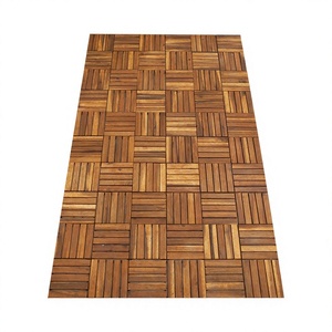 SMARTWOOD Villa Weatherproof Brushed Acacia Decking Tiles EasyClick Interlocking Square AntiSlip Poolside Terrace <b>Flooring</b> - Product Image 1