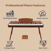 Beisite S-195 Electric Organ & Electronic Keyboard Piano 88-Key Plastic Digital Instrument Touch-Sensitive Keys Built-In Speaker