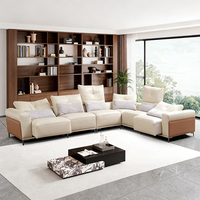 Canapé en cuir en forme de L minimaliste moderne KMJ, ensemble de canapés en cuir multifonctionnel pour salon, configuration grande et petite