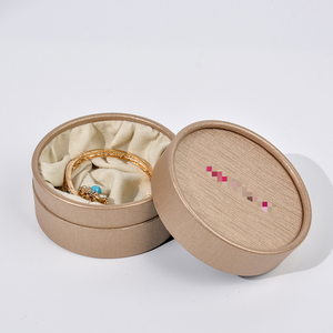 Caja de Regalo de Joyería Pequeña, Redonda, Ovalada, con Lazo, de Cartón Cilíndrico - Product Image 4