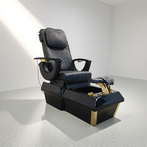 Chaise de pédicure et de manucure noire dorée, équipement professionnel de salon, chaise de pédicure avec massage - Product Image 6