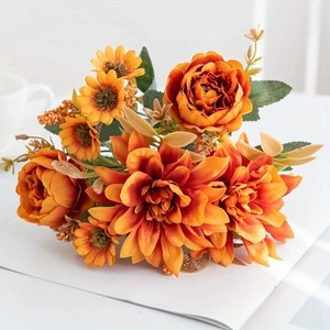 <span class=keywords><strong>Bouquet</strong></span> de fleurs artificielles réalistes en soie, 5 têtes de roses Vénus <span class=keywords><strong>et</strong></span> pivoines, décoration moderne pour la maison, accessoires de photographie extérieure pour la Saint-Valentin - Product Image 6