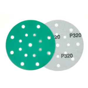 Customizable 6inch Round Sand Paper Disc Green Film Backing Sand Paper Disc 80 Grit For Polishing Car