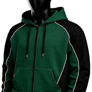 Conjunto de chándal de forro polar de alta calidad para hombre, con bloques de color, sudadera con capucha y cremallera, y pantalones jogger con ribete, estilo urbano. - Product Image 3