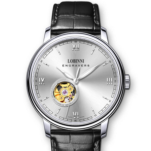 Montre-bracelet squelette automatique pour homme Vacherons LOBINNI, étanche, bracelet en cuir, cadran à aiguilles, grand cadran, Constantins - Product Image 1