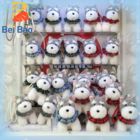 Porte-clés en peluche Schnauzer à col à carreaux Kawaii, mini chien en peluche moelleux, pendentif, logo OEM, usine, CE CPC, breloque pour sac cadeau, accessoire