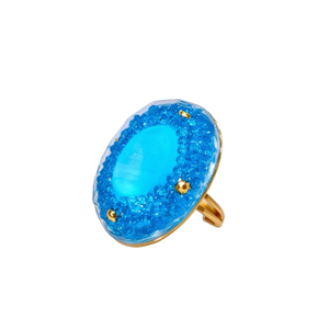 Crystal <b>Ring</b> With <b>Blue</b> Stones And Gold Plating For Women Fashion Jewelry - Product Image 2