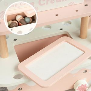Wooden Ice Cream Cart for Kids Toddler Pull-Along Pretend Stand Children Role Play Ice-Lolly Toy Trolley - Product Image 5