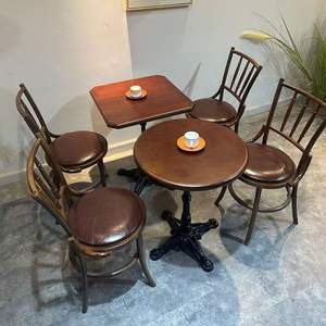 Coffee Shop <b>Table</b> And Chair Set <b>Solid</b> <b>Wood</b> Round Durable Restaurant Furniture For Coffee Shops And Restaurants - Product Image 3