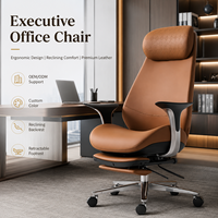 Silla de Oficina Reclinable de Cuero con Respaldo Alto y Reposapiés Retráctil, Silla Giratoria Ergonómica con Soporte Lumbar para Gerentes y Oficinas en Casa