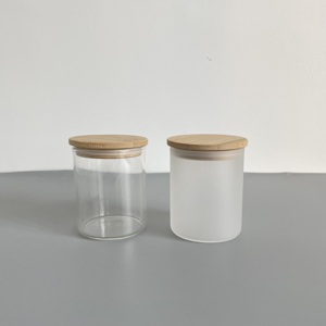 9oz 270ml Glass Food Storage Containers transparent Food Jar with Bamboo Wooden Lid clear frosted clear frosted for sublimation