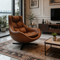 Fauteuil pivotant de luxe moderne en cuir véritable, dossier haut, ergonomique, pour salon, bureau, hôtel