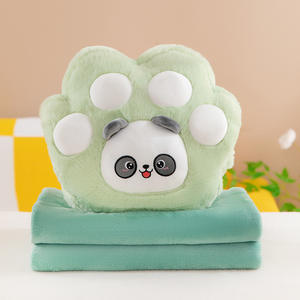 Gato Pata Animal Rosto De Pelúcia Travesseiro Cobertor 2-em 1 Ar Condicionado Cobertor Escritório Do Carro Nap Cobertor Por Atacado Personalização - Product Image 4