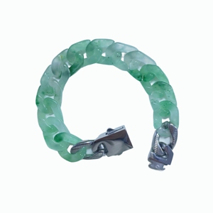 Bracelet en agate de couleur claire, bracelet en pierres précieuses naturelles, chaîne cubaine, accessoire de mode - Product Image 5