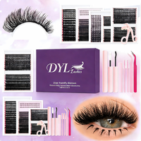 Venta al por mayor DYL OEM/ODM Pestañas postizas 3D de volumen natural suave hechas a mano, kit de pestañas pre-cortadas de marca privada con logotipo personalizado de plástico