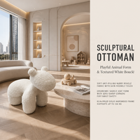 Fauteuil de salon individuel haut de gamme en forme de poney de dessin animé, fauteuil décoratif minimaliste couleur crème pour hall d'hôtel et balcon de maison