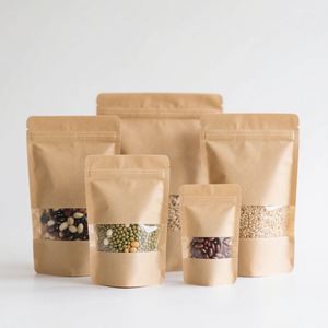Bolsa con cremallera de papel Kraft personalizada de grado alimenticio para especias, café, té, Ziplock, bolsa de papel de pie - Product Image 1