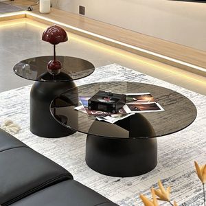 Tempered Glass <b>Round</b> Coffee <b>Table</b> Minimalist Design For Living Room Small Apartment Use - Product Image 2