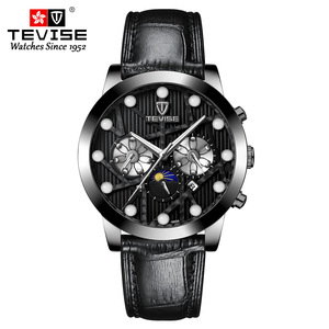 Fully Automatic Black Mechanical Men's Waterproof Business Watch with Moon Phase and Large Dial - Product Image 2