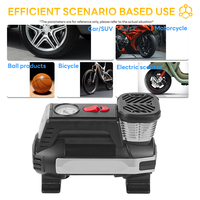 Compresseur d'air à entraînement direct - 12V 100psi Gonflage rapide en 3min30s Jauge mécanique rétroéclairée noire Matériau ABS Lumière d'urgence Pneu