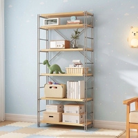 Étagère de rangement métallique à 6 niveaux réglable, directement de l'usine, pour livres, accessoires de cuisine en bois, organisateur pour salon