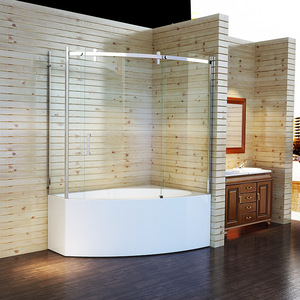 Porte <span class=keywords><strong>de</strong></span> <span class=keywords><strong>douche</strong></span> en <span class=keywords><strong>verre</strong></span> et aluminium à 2 côtés série moderne Design coulissant sans cadre <span class=keywords><strong>pour</strong></span> salle <span class=keywords><strong>de</strong></span> bain d'hôtel Cabine <span class=keywords><strong>de</strong></span> <span class=keywords><strong>douche</strong></span> d'angle - Product Image 4