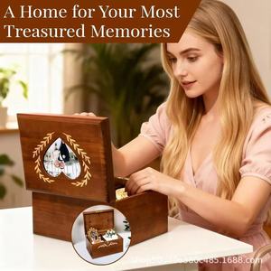 Wooden Flip Top Keepsake <b>Box</b> With Lock And Key For Wedding <b>Photos</b> And Jewelry <b>Storage</b> Rectangular Decorative <b>Storage</b> <b>Box</b> - Product Image 4