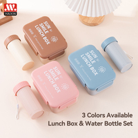 Boîte à lunch isotherme en plastique pour enfants, 1L, 3 compartiments, avec bouteille, pour l'école, le transport et le repas scolaire (type Omie)