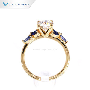 Tianyu gemme Private Custom 6.8mm cuori rotondi e frecce taglio Moissanite 10k 14k 18k anello in oro giallo per le donne del partito - Product Image 2