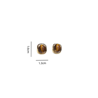 Orecchini a Perno Rotondi Vintage Marroni per Donne e Ragazze, Eleganti Orecchini in Metallo Geometrico con Pietra Occhio di Tigre, Gioielli Regalo