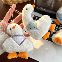 Porte-clés en peluche d'oie en gros, logo brodé personnalisé, breloque de sac en peluche douce, décoration de sac à dos et cadeau d'activités