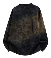 Pull vintage à capuche en molleton français brodé avec bande teinte et rivets, demi-zip