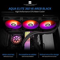 Refroidisseur liquide pour processeur Thermalright Aqua Elite 360 V6 ARGB noir, 360 mm, 3x120 mm, radiateur à eau AIO