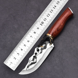 Cuchillo pequeño forjado, cuchillo con cabeza de dragón de acero inoxidable, cuchillo para acampar, cuchillo de mano para barbacoa, cuchillo portátil para carne al aire libre - Product Image 1
