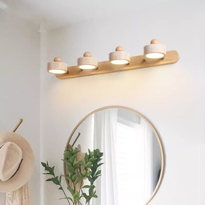 Applique murale Wabi Sabi à 3 lumières en pierre Huangdong, éclairage LED chaud pour miroir de salle de bain, chambre et couloir - Product Image 4