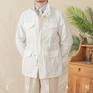 <span class=keywords><strong>Giacca</strong></span> M65 Sottile Senza Fodera con Colletto Rialzato per <span class=keywords><strong>Uomo</strong></span>, in Misto <span class=keywords><strong>Lino</strong></span> Traspirante, Monopetto, Stile Gentleman, ODM Estivo - Product Image 2