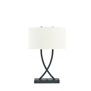 Lámpara de Mesa Moderna Clásica con Base Metálica Negra y Enchufe USB para Decoración de Hotel - Product Image 2