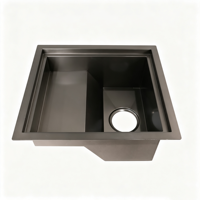 Évier de bar carré noir au design moderne, fait main, en acier inoxydable 304, à encastrer sous plan, facile à nettoyer, surface brillante