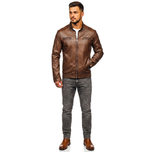 High Quality Customized Men's <b>Winter</b> <b>Leather</b> <b>Jackets</b> Breathable Hooded 320g Fabric Latest Fashion Design OEM ODM Reasonable - Product Image 1